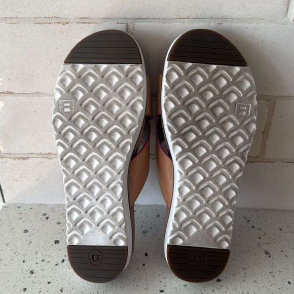 UGG Kari Women's Natural Tan & Pink Leather Slide Sandals Casual Comfy Size 6.5 - Picture 8 of 8